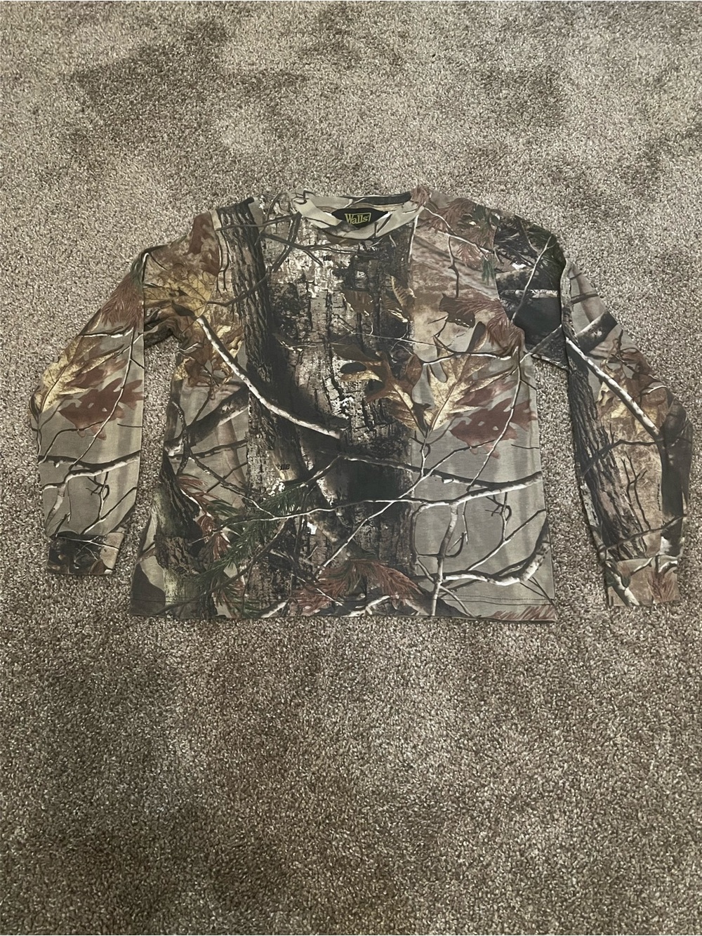 Walls Kids Long-Sleeve Realtree Camo Tee in Green & Brown